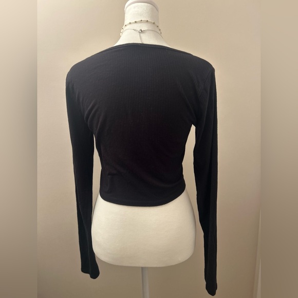 Garage Black Long Sleeve Crop Top - Picture 2 of 6